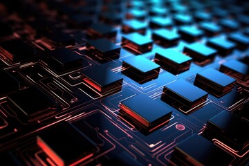 Poster - Fantastic CPU of the future background. Generative AI