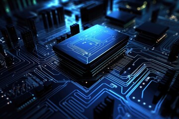 Poster - Fantastic CPU of the future background. Generative AI