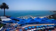 View of the sea from the beautiful city of Sidi Bou Said in Tunisia, Africa