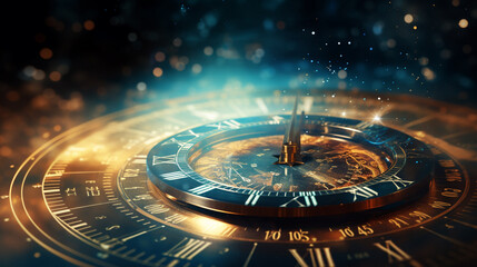 futuristic background with a clock and a blue light ai generated
