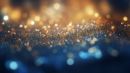 Wall Mural - glitter vintage lights background. gold and blue. de-focused