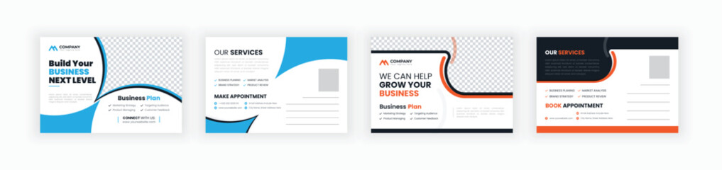 Wall Mural - postcard modern business corporate postcard template design. creative elegant marketing eddm real es