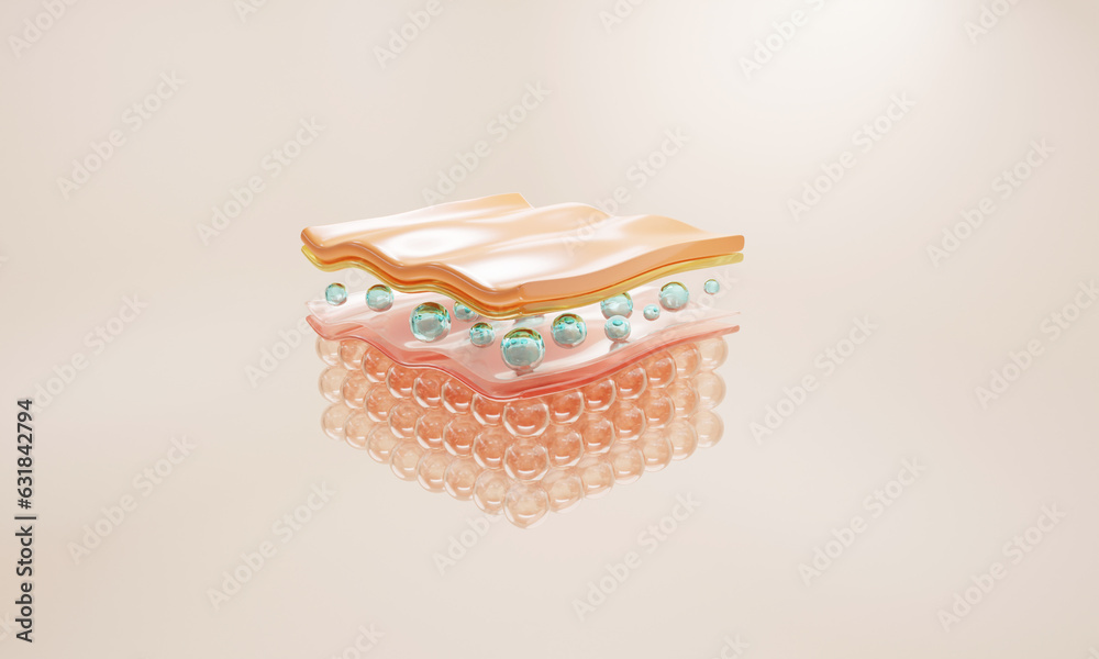 3D Collagen Skin Serum and Vitamin illustration isolated on soft color ...