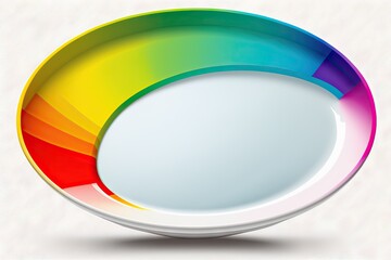 Poster - Colorful rainbow circular plate on a white background