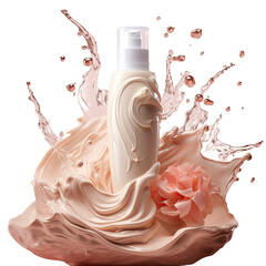 Sticker - Creamy skincare lotion with a cosmetic background.