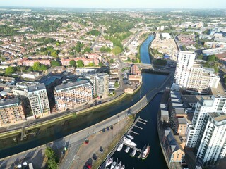 Sticker - Aerial view of Ipswich marina and waterfront