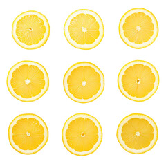 Sticker - Sliced lemons arranged on transparent backround, top view. on transparent background