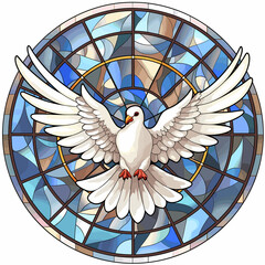 Poster - white dove stained glass window style