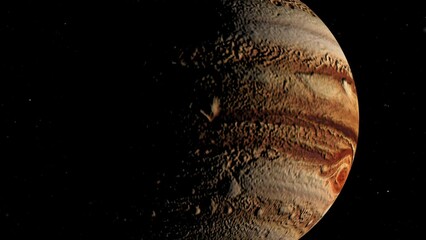 Wall Mural - 3d rendered animation of the planet jupiter isolated on the empty dark black space background
