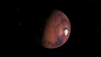 Wall Mural - 3d rendered animation of the planet mars isolated on the empty dark black space background