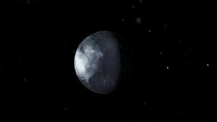 Poster - 3D rendered animation of the planet Mercury isolated on the empty dark black space background