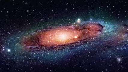 Wall Mural - 3d rendered animation of starry space and a galaxy in the background