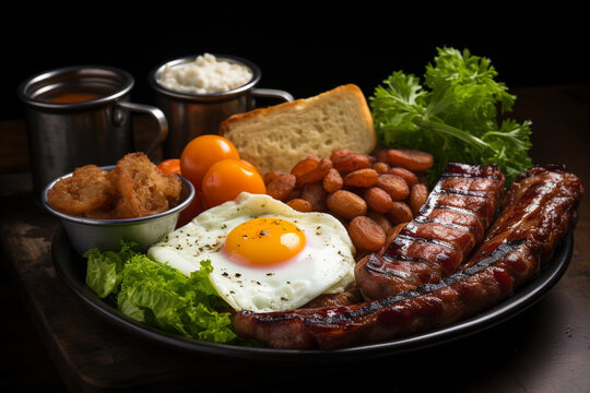 Wall Mural -  - Full Scottish breakfast contained sunny eggs, sausages, toast and others