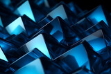 Fototapeta Przestrzenne - a bunch of blue diamonds on a black background with a bright light shining on the top 