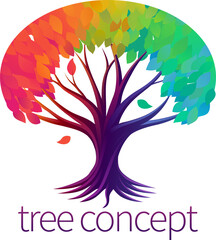 Poster - Rainbow Tree Abstract Stylised Concept Design Icon