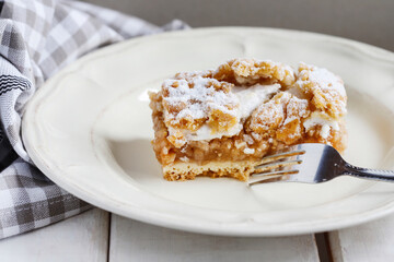 Wall Mural - Portion of apple pie on the plate.