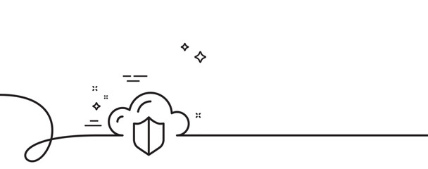 Poster - cloud computing protection line icon. continuous one line with curl. internet data storage sign. fil