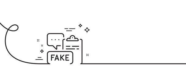 Poster - fake document line icon. continuous one line with curl. propaganda conspiracy clipboard sign. wrong 