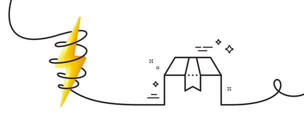 Poster - Package box line icon. Continuous one line with curl. Delivery parcel sign. Cargo goods symbol. Package box single outline ribbon. Loop curve with energy. Vector