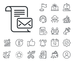 Poster - read message correspondence sign. salaryman, gender equality and alert bell outline icons. mail lett