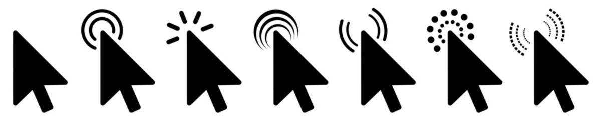 Aufkleber - Set of flat cursor icons. Click or press cursor set. Arrow pointer, loading, progress – stock vector