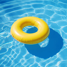 Yellow Pool Floaty Inflatable Tube, Generative Ai. 