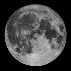 Wall Mural - Full moon background isolated on black