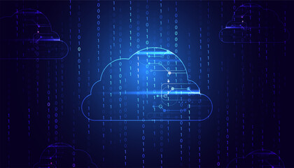 Poster - Abstract, Cloud and Binary Concepts Digital Storage on the internet advanced security on a beautiful background