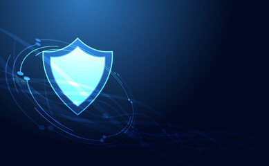 Poster - Abstract background digital concept cybersecurity shield anti virus malware spy protection cyber theft security On a blue-black background