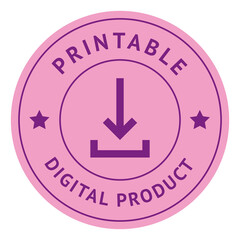 Digital Product digital download Button round sign pink purple