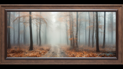 framed painting on the wall landscape autumn frame interior gallery