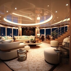 Wall Mural - Luxurious interior of a modern yacht. Generative ai