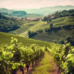 Wall Mural - shot of a summer vineyard. Generative ai