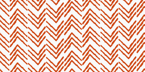 Poster - Chevrons smeared with paint. Identical chevrons in columns. Orange chevron strokes. Vector for print, interior, wallpaper.