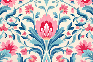 floral fabric pattern. ethnic flowers ornate elegant luxury style. art graphic print design for carp
