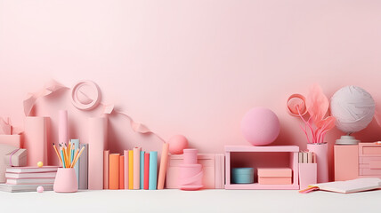 Fototapete - background back to school bright modern 3d.