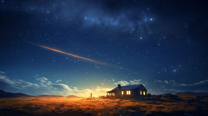 landscape stargazing in the summer meteor shower night.