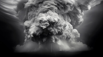 Wall Mural - black and white tornado whirlwind cloud landscape.