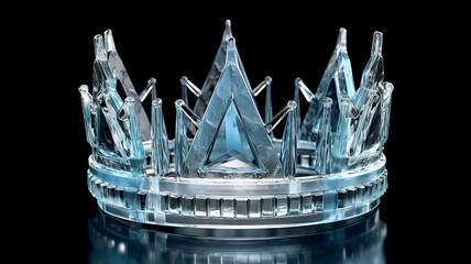 Wall Mural - tiara crown on a black background made of ice, diamonds.