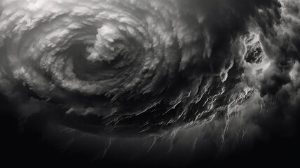 Wall Mural - black and white gloomy tornado a whirlwind in the clouds bad weather.