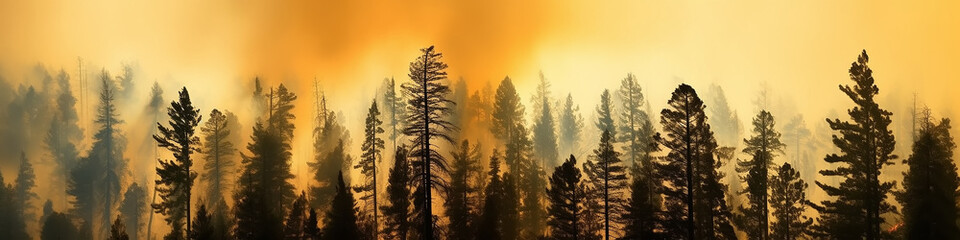 Wall Mural - forest fire landscape global warming catastrophe apocalypse nature. climate change. Generative AI