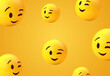 © icons gate - 3d Winking Face Emoji with winky eye , Wink Emoticon Face closed one eye, cute emotion with smiley face and smiling one eye
