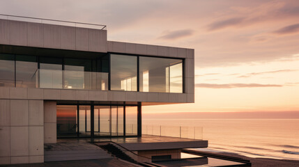 Wall Mural - A house on the beach with a view of the ocean.