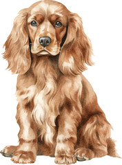 Poster - English cocker spaniel dog watercolour illustration created with Generative AI technology