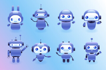 Poster - chatbot technology cute cartoon robot ai content generator technology and engineering ai chat bot ba