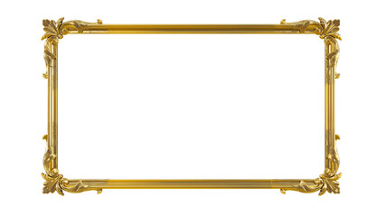 Wall Mural - 3d render of decorative golden vintage frames, golden baroque frame on transparent background.
