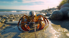 Close-up Of A Lobster On The Beach