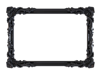 Wall Mural - 3D render of Decorative black vintage frames, black baroque frame on transparent background.