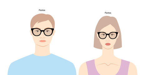 Wall Mural - Pantos frame glasses on women and men flat character fashion accessory illustration. Sunglass front view unisex silhouette style, rim spectacles eyeglasses, lens sketch style outline isolated on white