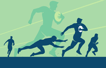 Wall Mural - premium illustration of rugby players playing together best for your digital graphic and print